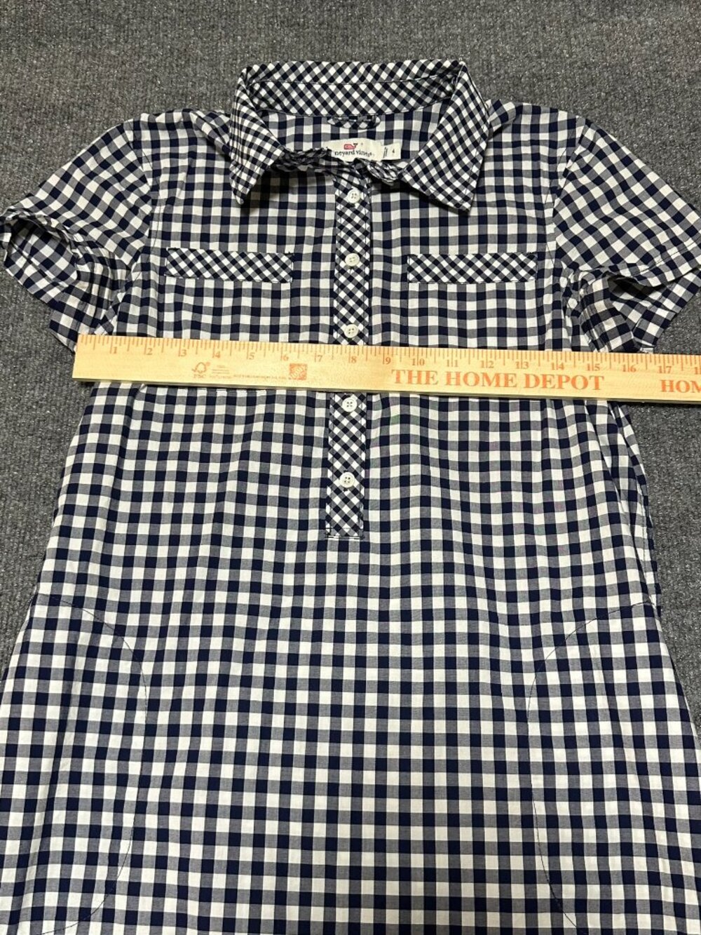 Vineyard Vines Navy Blue Gingham Sleeveless Dress - Size 4 Pockets Preppy - Picture 5 of 5